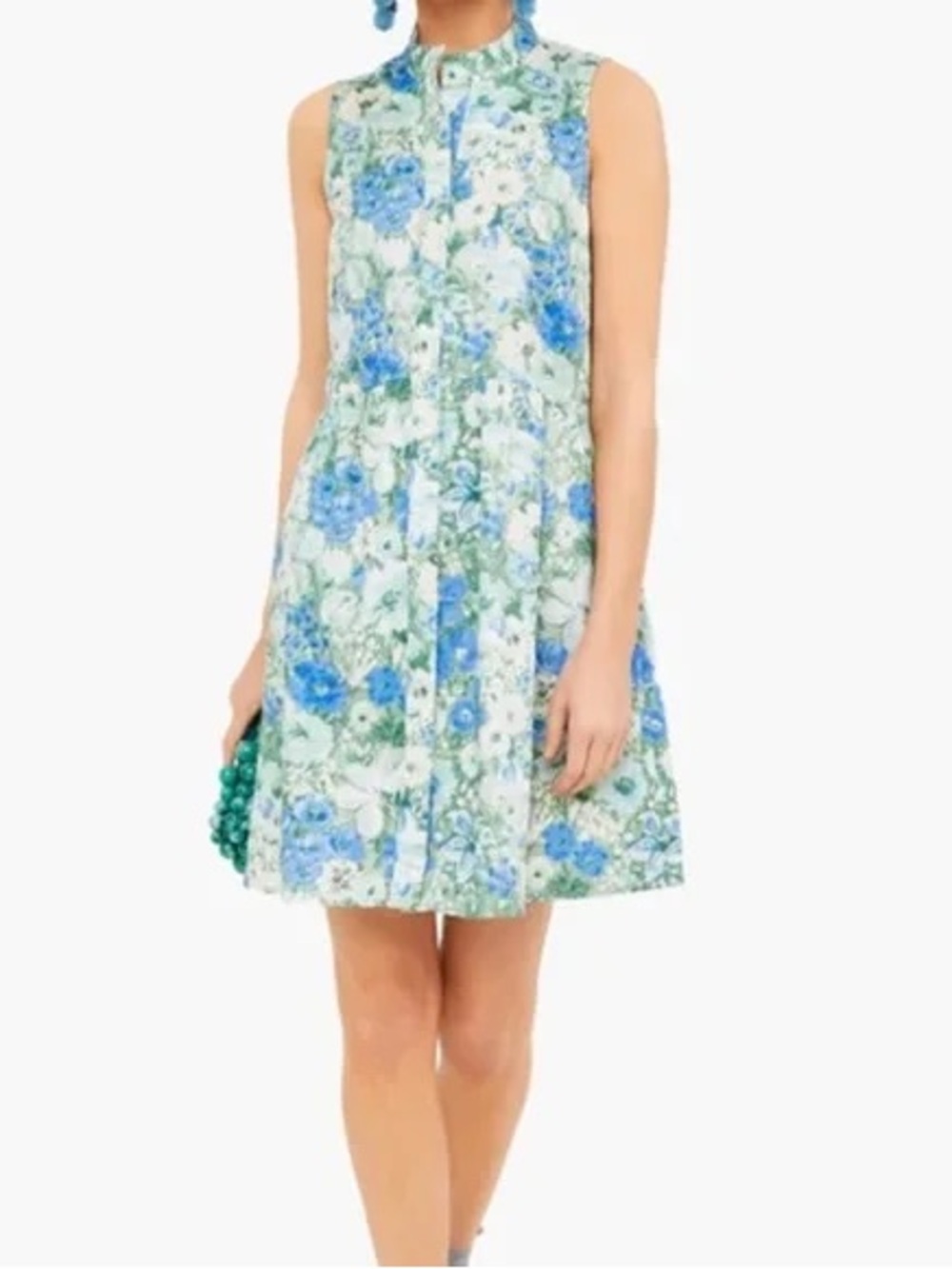 Tuckernuck Jardin De Fleur Blue and Green Floral Sleeveless Button-Front Dress